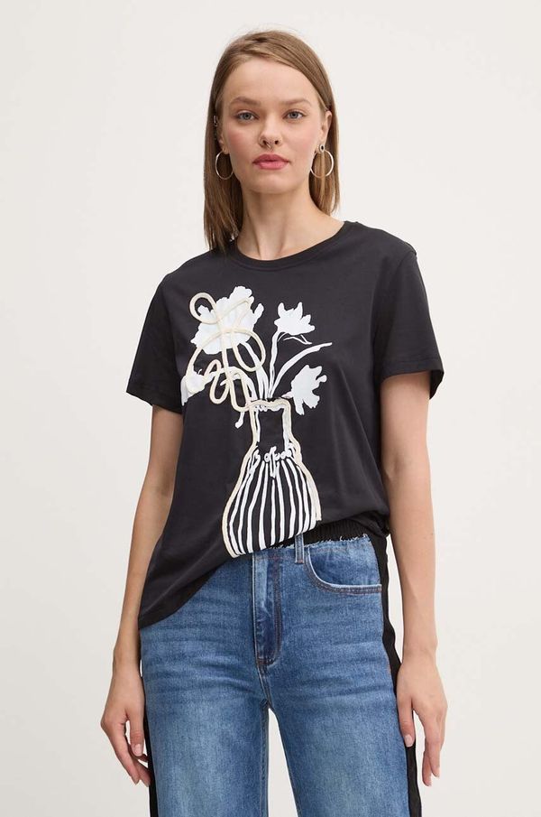 Desigual Pamučna majica Desigual SHADOW za žene, boja: crna, 24WWTK11