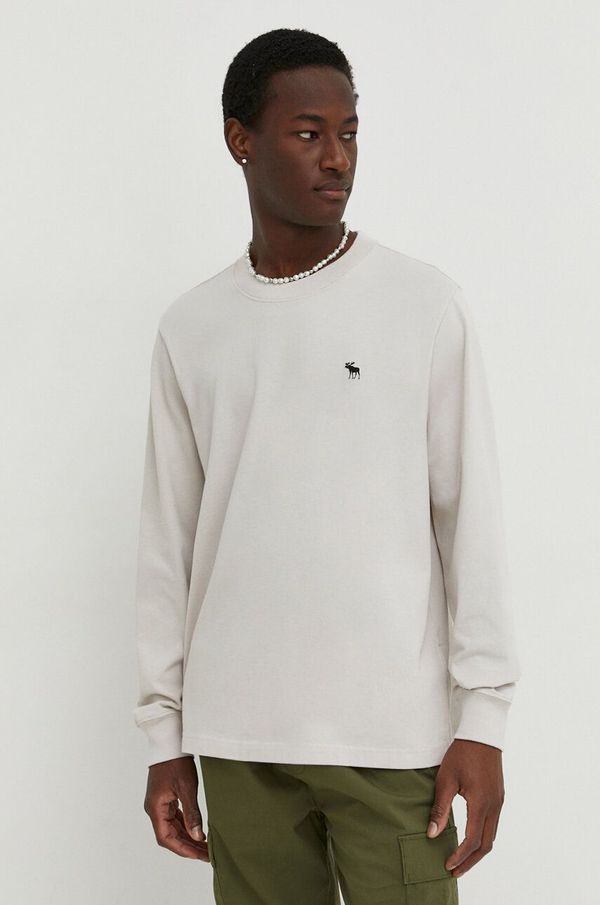 Abercrombie & Fitch Pamučna majica dugih rukava Abercrombie & Fitch boja: bež, bez uzorka