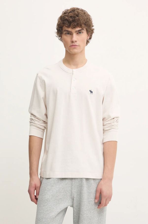 Abercrombie & Fitch Pamučna majica dugih rukava Abercrombie & Fitch boja: bež, bez uzorka, KI124-4534