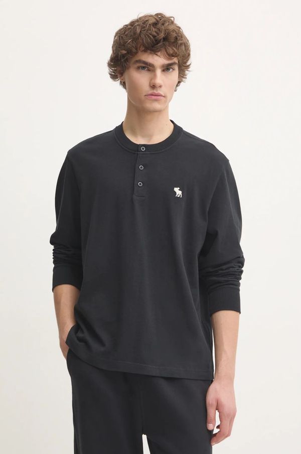 Abercrombie & Fitch Pamučna majica dugih rukava Abercrombie & Fitch boja: crna, bez uzorka, KI124-4534