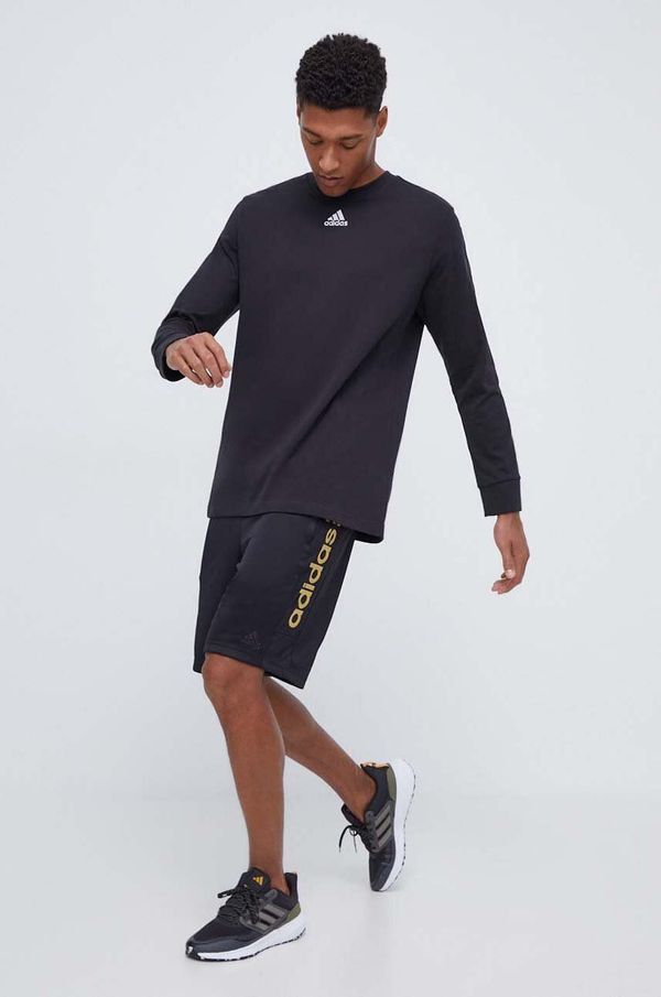 adidas Pamučna majica dugih rukava adidas boja: crna, bez uzorka