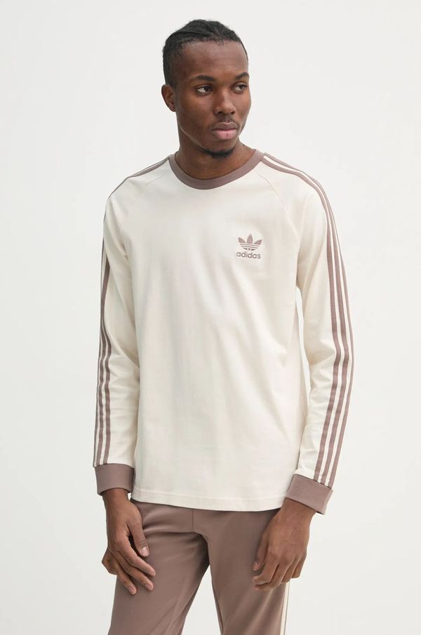 adidas Originals Pamučna majica dugih rukava adidas Originals 3-Stripes boja: bež, s aplikacijom, JN7022