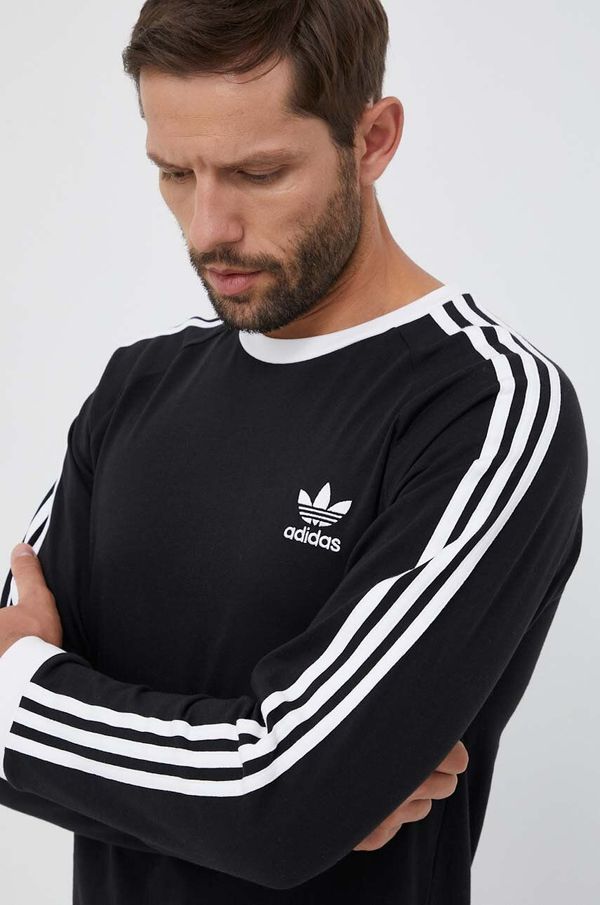 adidas Originals Pamučna majica dugih rukava adidas Originals 3-Stripes Long Sleeve Tee boja: crna, s aplikacijom, IA4877-BLACK
