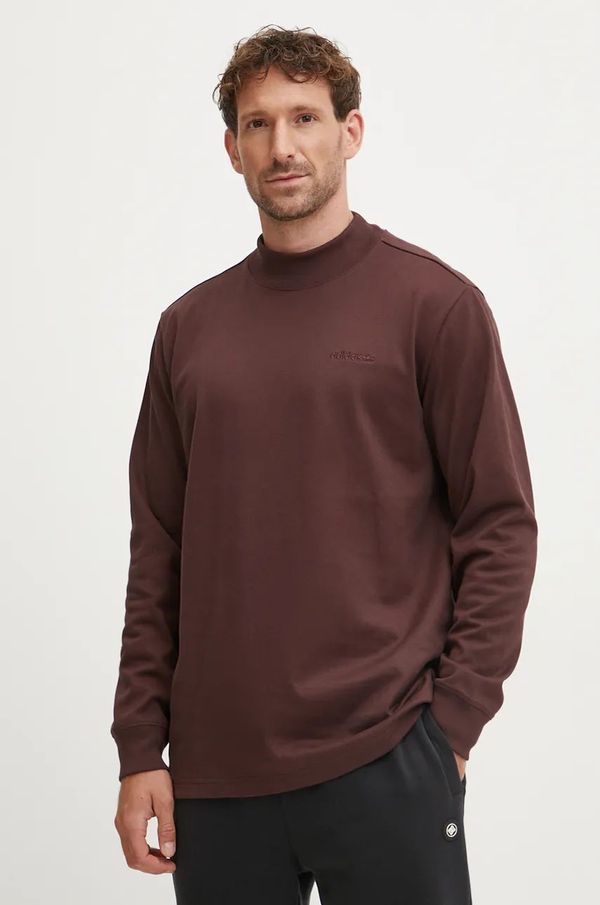 adidas Originals Pamučna majica dugih rukava adidas Originals Longsleeve Mock Neck boja: bordo, bez uzorka, IW3258