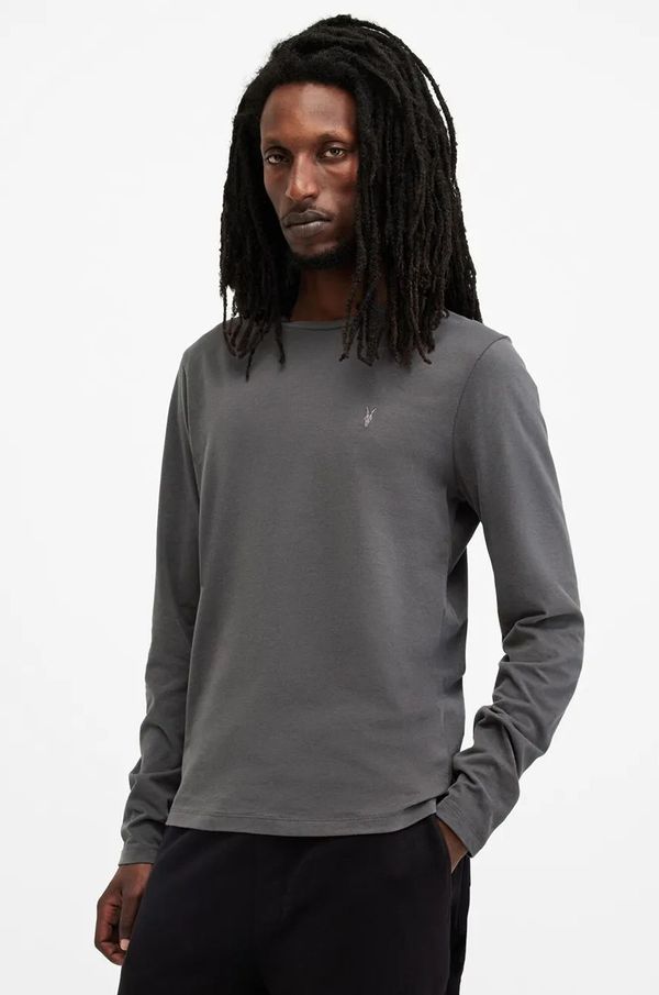 AllSaints Pamučna majica dugih rukava AllSaints BRACE boja: siva, bez uzorka, M033JB