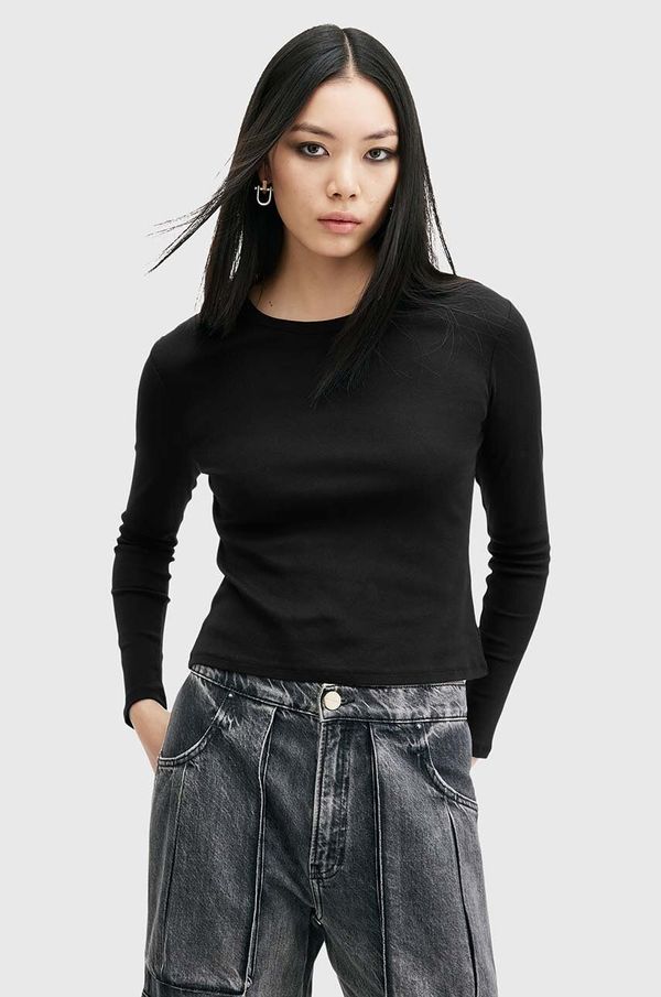 AllSaints Pamučna majica dugih rukava AllSaints STEVIE LS TEE boja: crna, W184JB