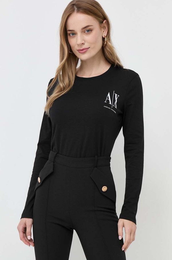 Armani Exchange Pamučna majica dugih rukava Armani Exchange boja: crna