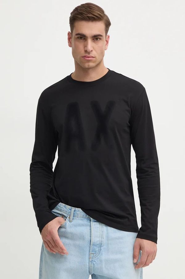 Armani Exchange Pamučna majica dugih rukava Armani Exchange boja: crna, s tiskom, XM000126 AF10358