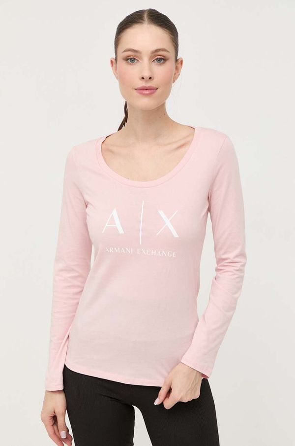 Armani Exchange Pamučna majica dugih rukava Armani Exchange boja: ružičasta