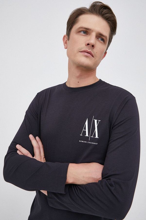 Armani Exchange Pamučna majica dugih rukava Armani Exchange boja: tamno plava, 8NZTPL ZJH4Z NOS