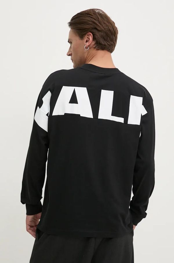 BALR. Pamučna majica dugih rukava BALR. Game Day boja: crna, s tiskom, B1111 1058