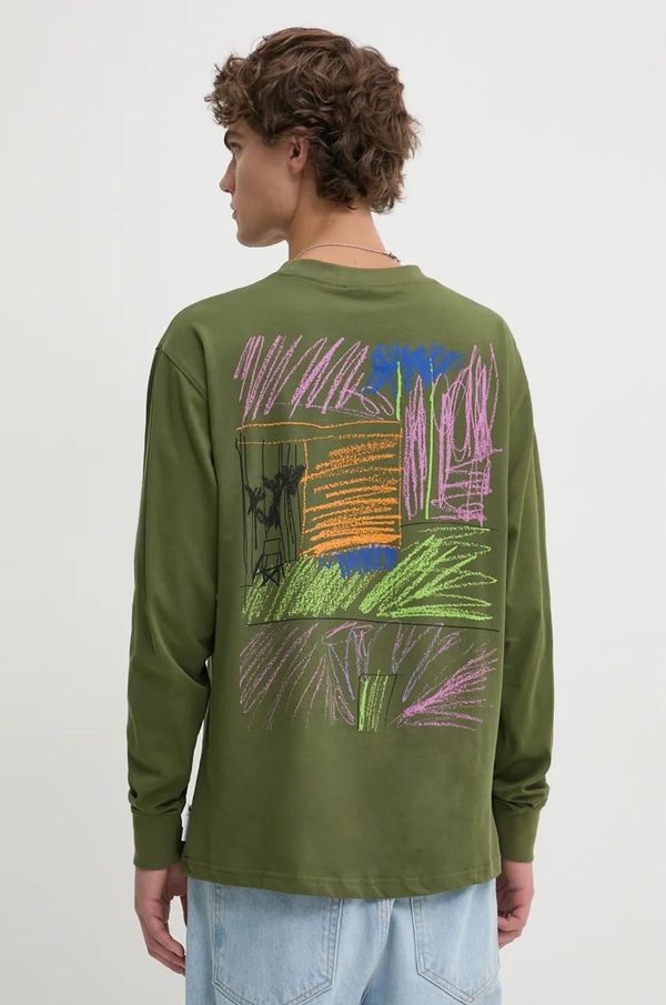 Desigual Pamučna majica dugih rukava Desigual LIAM boja: zelena, s tiskom, 24WMTK23