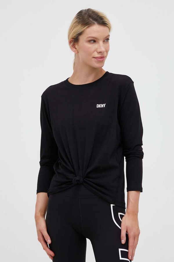 DKNY Pamučna majica dugih rukava Dkny boja: crna