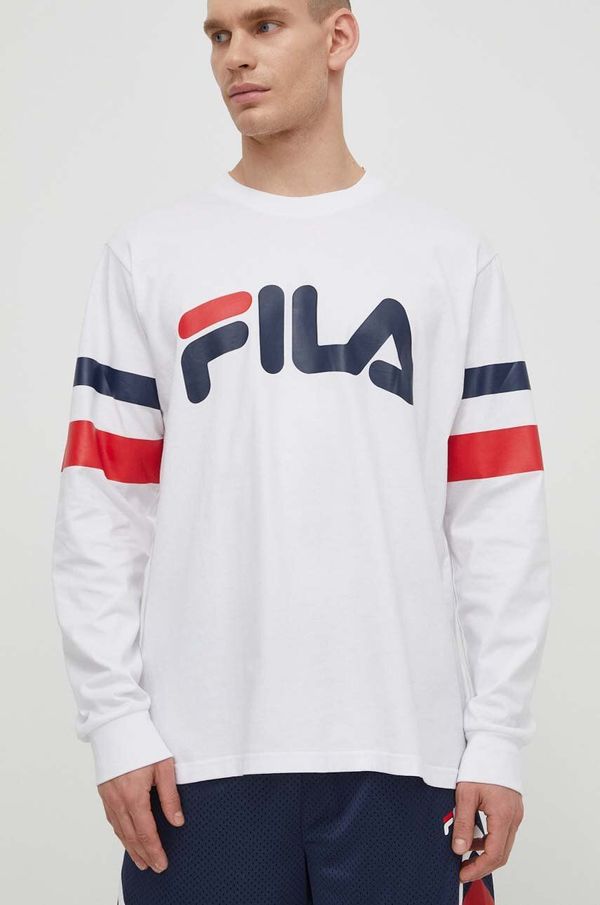 Fila Pamučna majica dugih rukava Fila Luohe boja: bijela, s tiskom, FAM0669