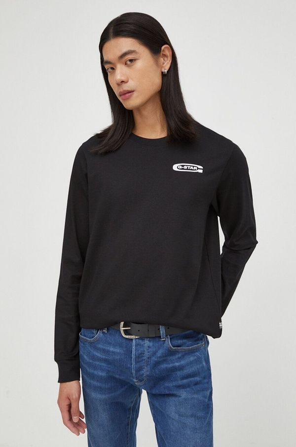 G-Star Raw Pamučna majica dugih rukava G-Star Raw boja: crna, s aplikacijom