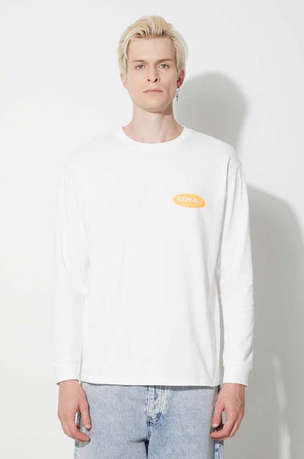 Gramicci Pamučna majica dugih rukava Gramicci Original Freedom Oval Longsleeve Tee boja: bijela, s tiskom, G3FU.T072