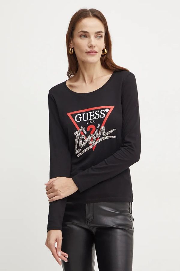 Guess Pamučna majica dugih rukava Guess boja: crna, W4BI21 I3Z14