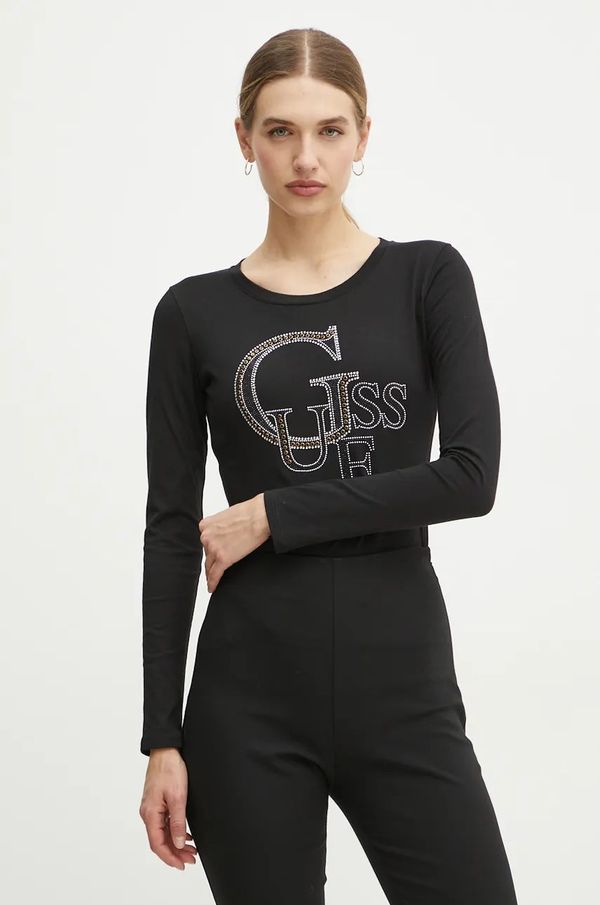 Guess Pamučna majica dugih rukava Guess boja: crna, W4BI29 I3Z14