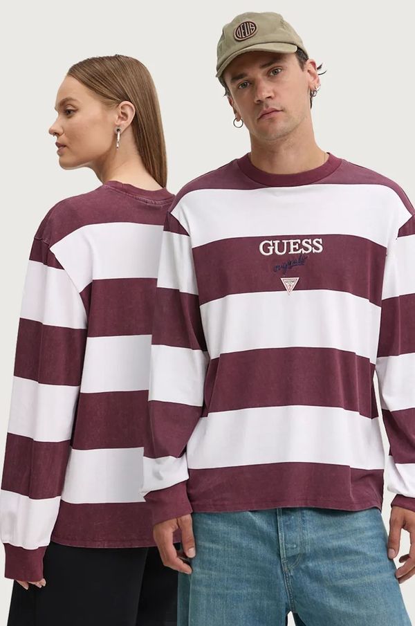 Guess Originals Pamučna majica dugih rukava Guess Originals boja: bordo, s uzorkom, M4BI55 K8FQ4