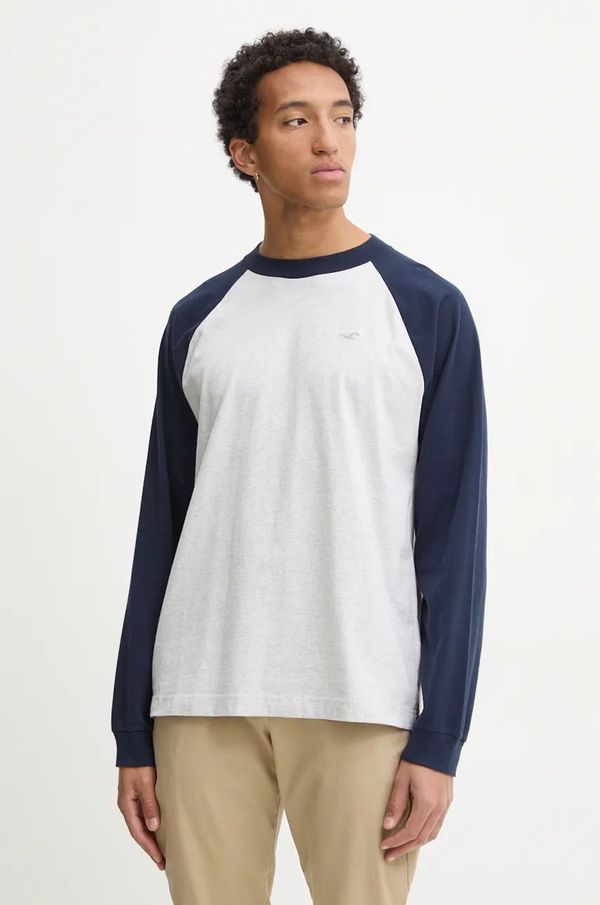 Hollister Co. Pamučna majica dugih rukava Hollister Co. boja: siva, s uzorkom, KI324-4170