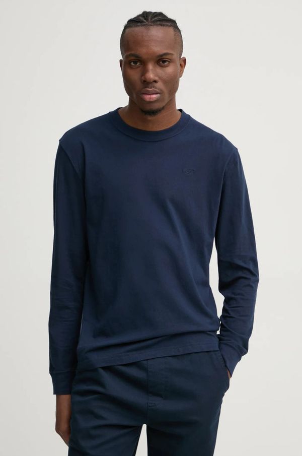 Hollister Co. Pamučna majica dugih rukava Hollister Co. boja: tamno plava, bez uzorka, KI324-4198