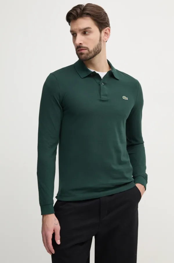 Lacoste Pamučna majica dugih rukava Lacoste boja: zelena, bez uzorka, PH4013