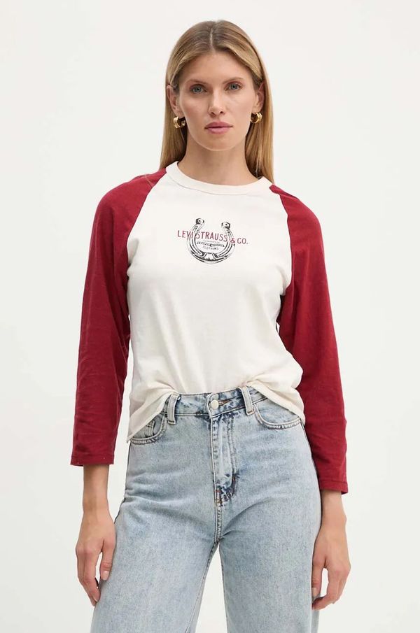 Levi's Pamučna majica dugih rukava Levi's boja: bež, A8845