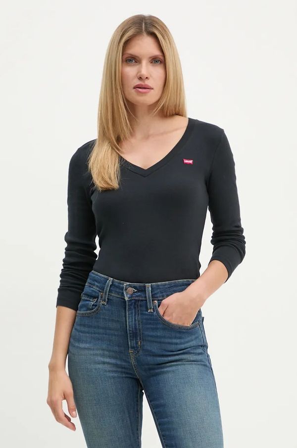 Levi's Pamučna majica dugih rukava Levi's boja: crna, A9330