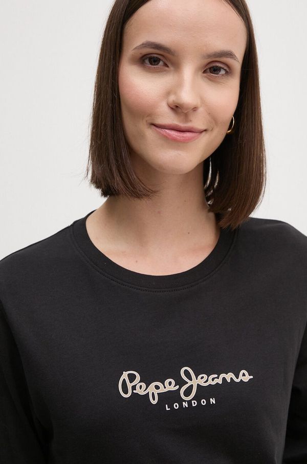Pepe Jeans Pamučna majica dugih rukava Pepe Jeans FIORE LS boja: crna, PL505947