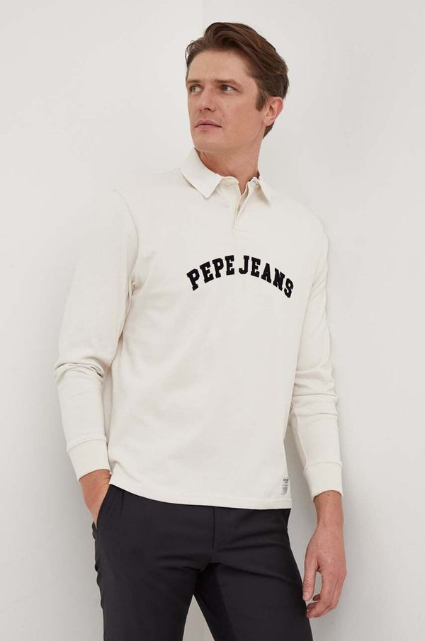Pepe Jeans Pamučna majica dugih rukava Pepe Jeans Harry boja: bež, s aplikacijom
