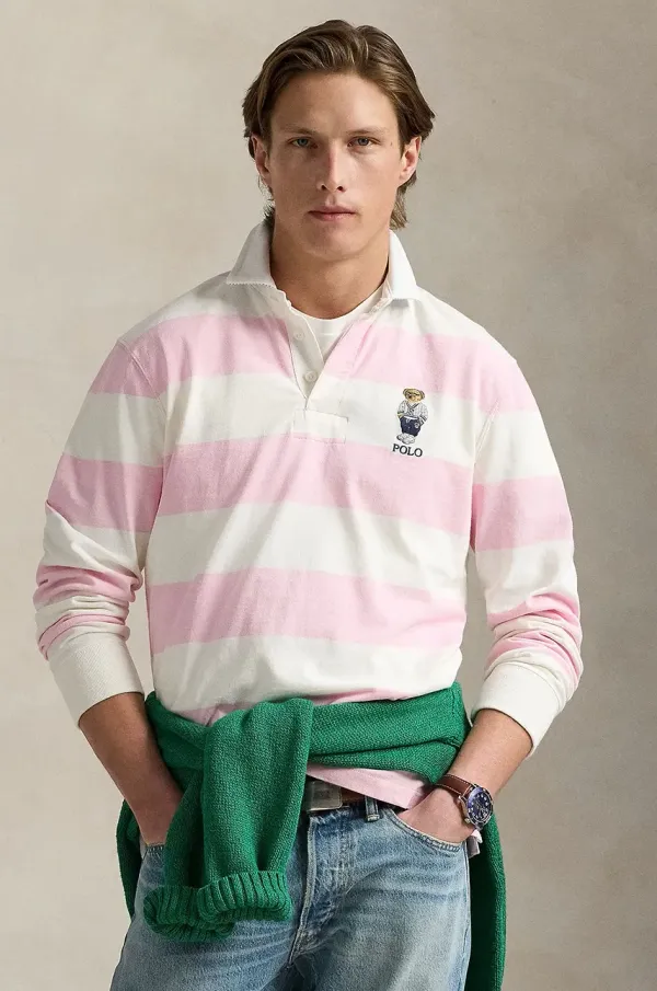 Polo Ralph Lauren Pamučna majica dugih rukava Polo Ralph Lauren boja: ružičasta, s uzorkom, 710973144