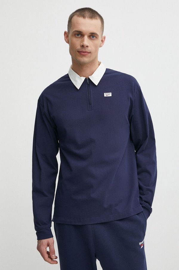 Reebok Pamučna majica dugih rukava Reebok Court Sport boja: tamno plava, bez uzorka, 100075580