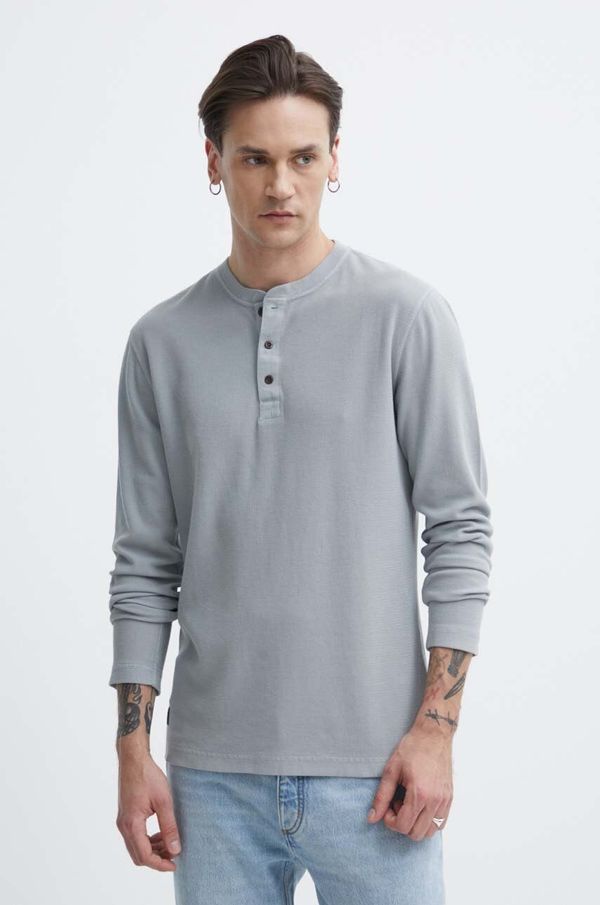 Superdry Pamučna majica dugih rukava Superdry boja: siva, bez uzorka