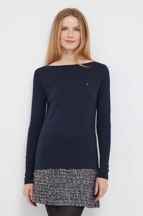 Tommy Hilfiger Pamučna majica dugih rukava Tommy Hilfiger boja: tamno plava