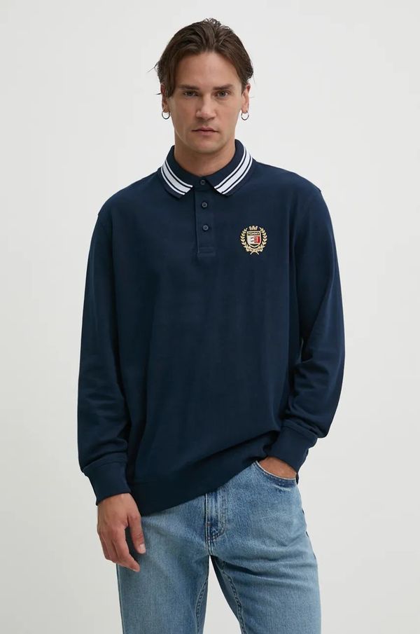 Tommy Jeans Pamučna majica dugih rukava Tommy Jeans boja: tamno plava, bez uzorka, DM0DM20100