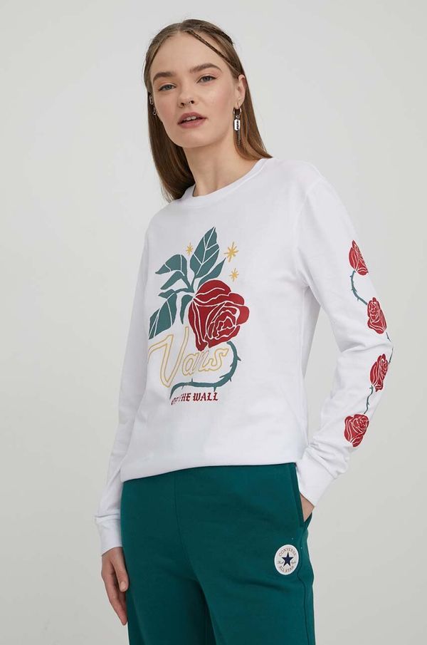 Vans Pamučna majica dugih rukava Vans boja: bijela