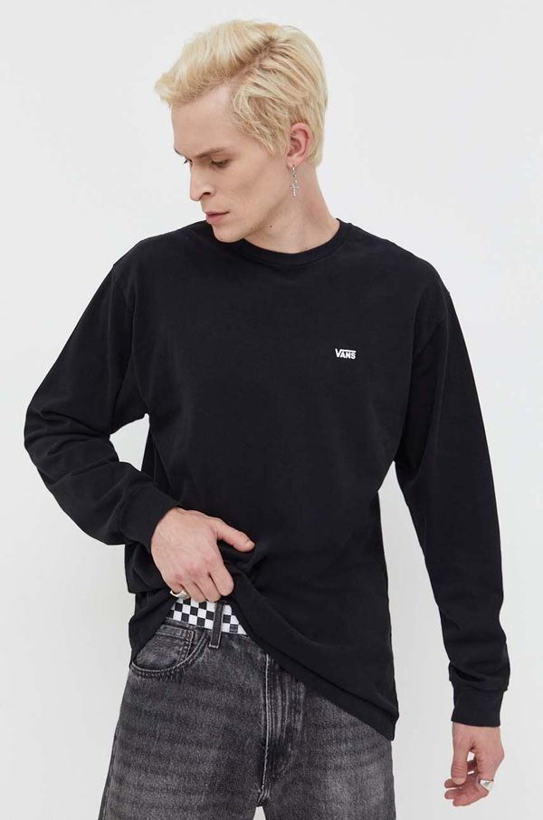 Vans Pamučna majica dugih rukava Vans boja: crna, bez uzorka