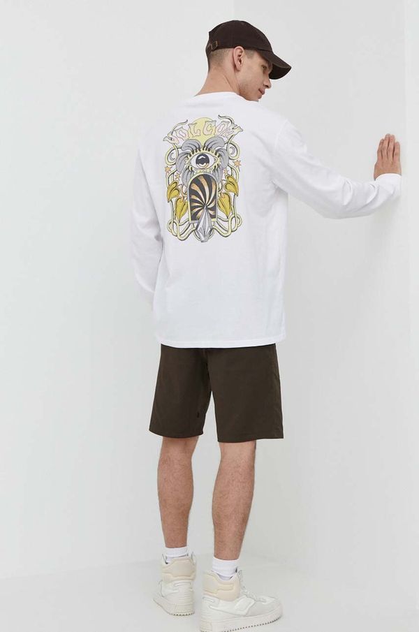 Volcom Pamučna majica dugih rukava Volcom boja: bijela, s uzorkom