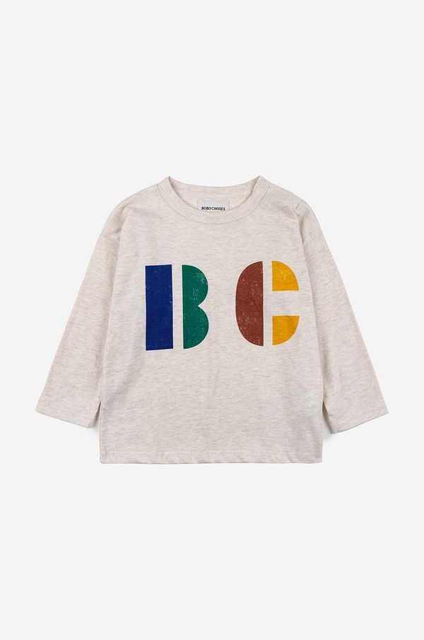 Bobo Choses Pamučna majica dugih rukava za bebe Bobo Choses boja: bež, s tiskom