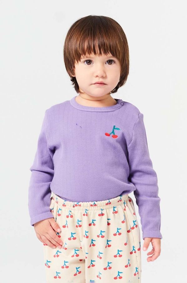 Bobo Choses Pamučna majica dugih rukava za bebe Bobo Choses Cherry boja: ljubičasta, 224AB019