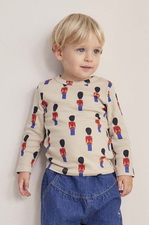 Bobo Choses Pamučna majica dugih rukava za bebe Bobo Choses Little Tin Soldier boja: bež, s uzorkom, 224AB018