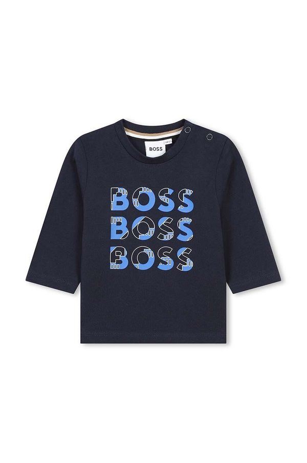 Boss Pamučna majica dugih rukava za bebe BOSS boja: tamno plava, s tiskom, J51291