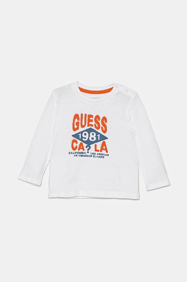 Guess Pamučna majica dugih rukava za bebe Guess boja: bijela, s tiskom, I4BI02 I3Z14