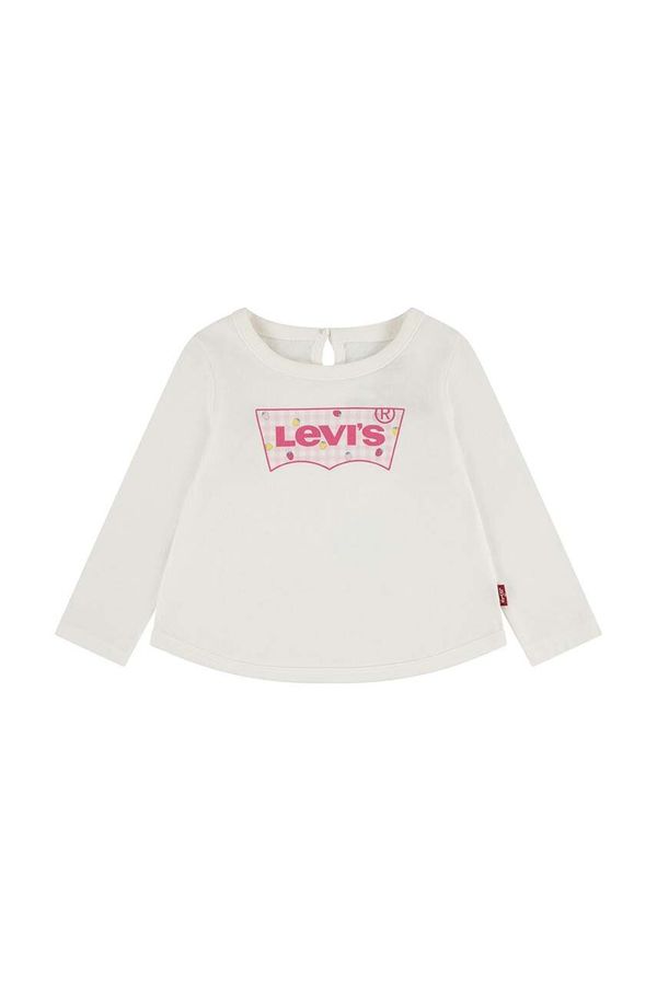 Levi's Pamučna majica dugih rukava za bebe Levi's LVG CURVED HEM LS TEE boja: bež