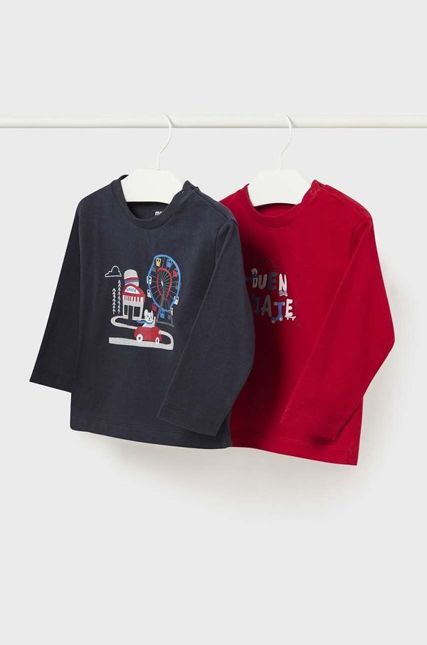 Mayoral Pamučna majica dugih rukava za bebe Mayoral 2-pack boja: crvena, s tiskom