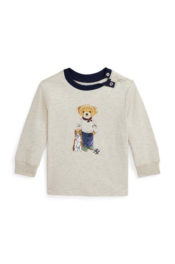 Polo Ralph Lauren Pamučna majica dugih rukava za bebe Polo Ralph Lauren boja: bež, s tiskom, 320952877002