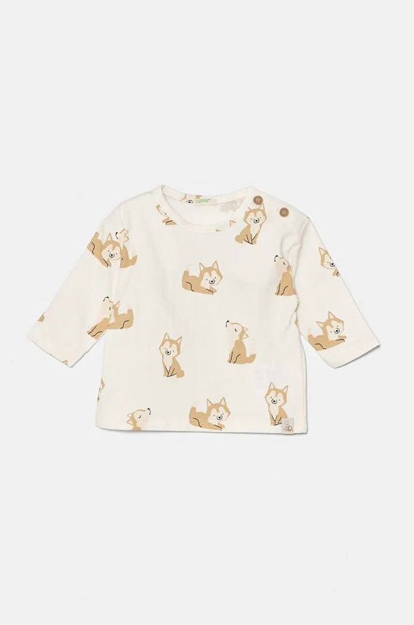 United Colors of Benetton Pamučna majica dugih rukava za bebe United Colors of Benetton boja: bež, 36TQA105J