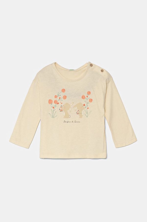 United Colors of Benetton Pamučna majica dugih rukava za bebe United Colors of Benetton boja: bež, 3ATNA105M