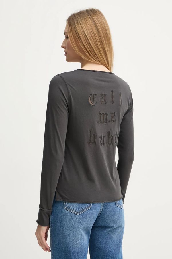 Zadig&Voltaire Pamučna majica dugih rukava ZADIG&VOLTAIRE boja: siva, JWTN02600