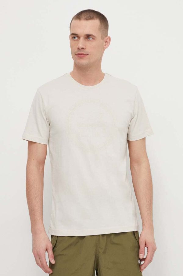 EA7 Emporio Armani Pamučna majica EA7 Emporio Armani za muškarce, boja: bež, s tiskom